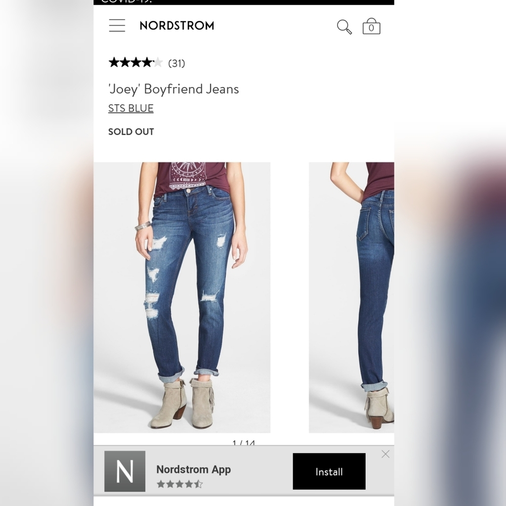 STS Blue Joey Boyfriend Jean Size 9